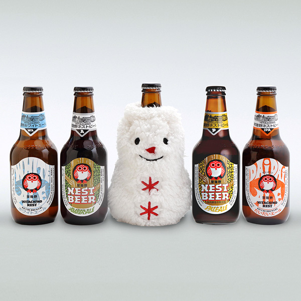 【クリスマス　セット商品】クリスマスのウッドポットアレンジと【木内酒造】冬限定 常陸野ネストビール 5本セット4種5本の飲み比べが楽しめるお酒セット