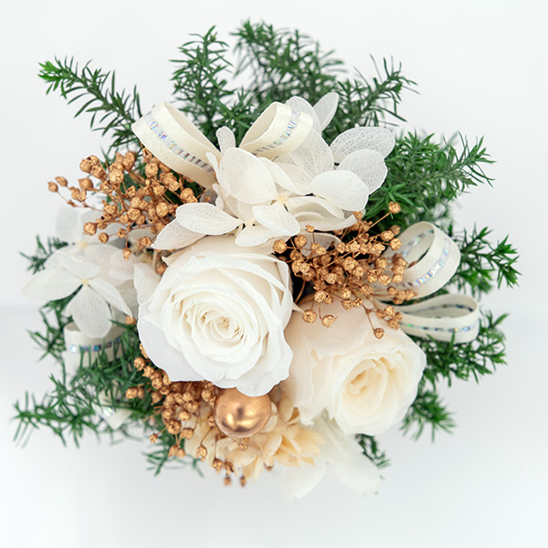 【プリザーブドフラワー】クリスマスのプリザーブドフラワーガラスドームガラスドームのホワイトクリスマス