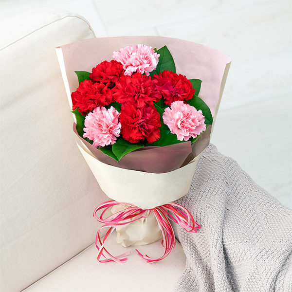 【母の日セットギフト】カーネーションの花束（レッド）とエッセンシャルズ ハンドクリーム（ローズ）シアバターを贅沢に配合した濃厚保湿ハンドクリーム
