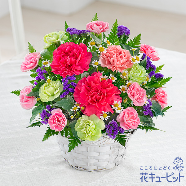 【母の日セットギフト】華やかなアレンジメントと【西川庄六商店】レース素材のふわり扇子立体感のあるレースがエレガントな扇子