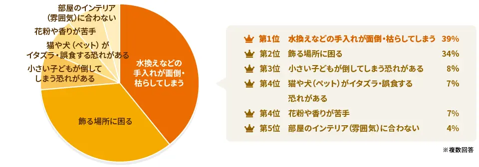 【アンケート結果】花を飾ることについて、どんなお悩みがありますか？