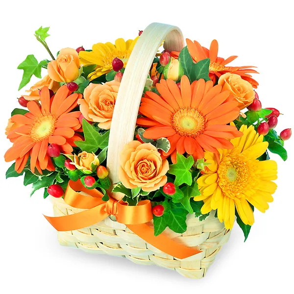 【秋の花贈り特集】オレンジ＆イエローのアレンジメント 511335 ｜花キューピットの秋の花贈り ギフト・プレゼント特集2023