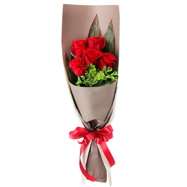 【春の退職祝い特集】赤バラ5本の花束 512083 ｜花キューピットの春の退職祝い 花のギフト・プレゼント特集2024