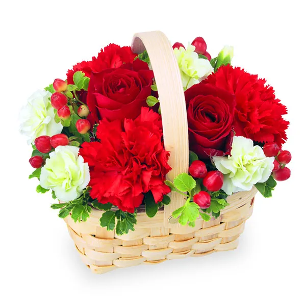 【バラ特集】赤色のウッドバスケット 512138 ｜花キューピットのバラ 花のギフト・プレゼント特集2024