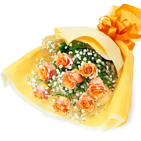 【冬の花贈り特集】オレンジバラの花束 512203 ｜花キューピットの冬の花贈り ギフト・プレゼント特集2023
