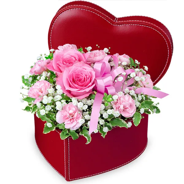 【いい夫婦の日特集】ピンクバラのハートボックスアレンジメント 512333 ｜花キューピットのいい夫婦の日 花のギフト・プレゼント特集2024