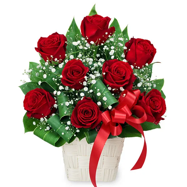 【バレンタイン特集】赤バラのリボンアレンジメント 512404 ｜花キューピットのバレンタイン 花のギフト・プレゼント特集2024