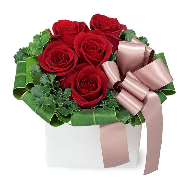 【冬の花贈り特集】赤バラのキューブアレンジメント 512706 ｜花キューピットの冬の花贈り ギフト・プレゼント特集2023