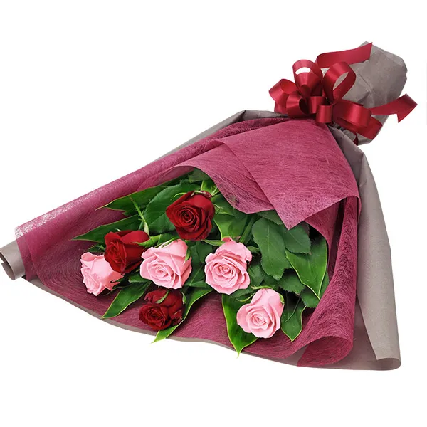 【冬の花贈り特集】赤バラとピンクバラの花束 512775 ｜花キューピットの冬の花贈り ギフト・プレゼント特集2023