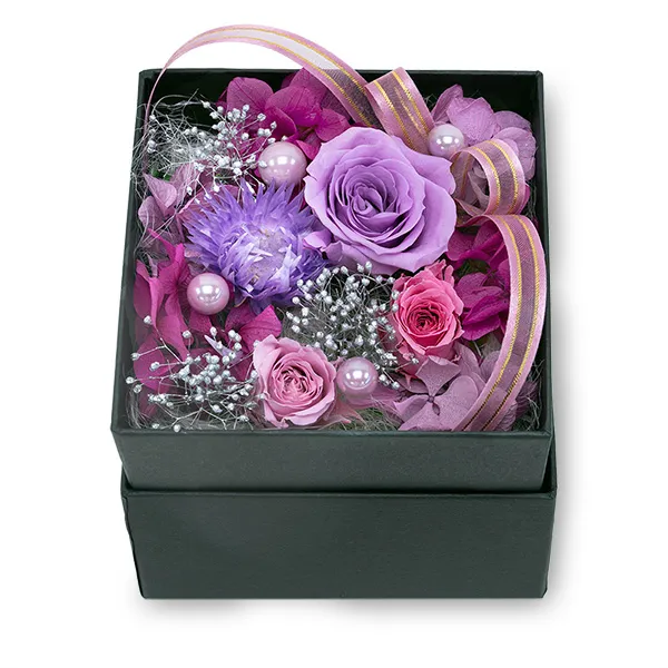 【冬の花贈り特集】紫バラのプリザーブドフラワーボックス 723003 ｜花キューピットのお歳暮 花のギフト・プレゼント特集2023