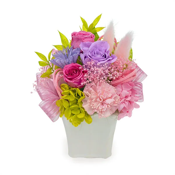 ピンクパープルのプリザーブドフラワーアレンジメント 723028 ｜花キューピットの母の日 花のギフト・プレゼント特集2024