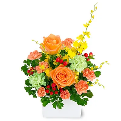 【父の日特集】オレンジバラの華やかアレンジメント 512053 ｜花キューピットの父の日 花のギフト・プレゼント特集2024