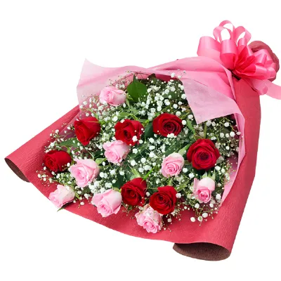 【バラ特集】赤バラとピンクバラの花束 512187 ｜花キューピットのバラ 花のギフト・プレゼント特集2024