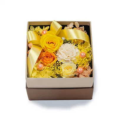黄色バラのキュートなプリザーブドフラワーボックス 723033 ｜花キューピットの母の日 花のギフト・プレゼント特集2024