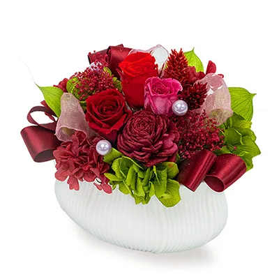 赤バラのエレガントなプリザーブドフラワーアレンジメント 723035 ｜花キューピットのプリザーブドフラワーのギフト・プレゼント特集2024